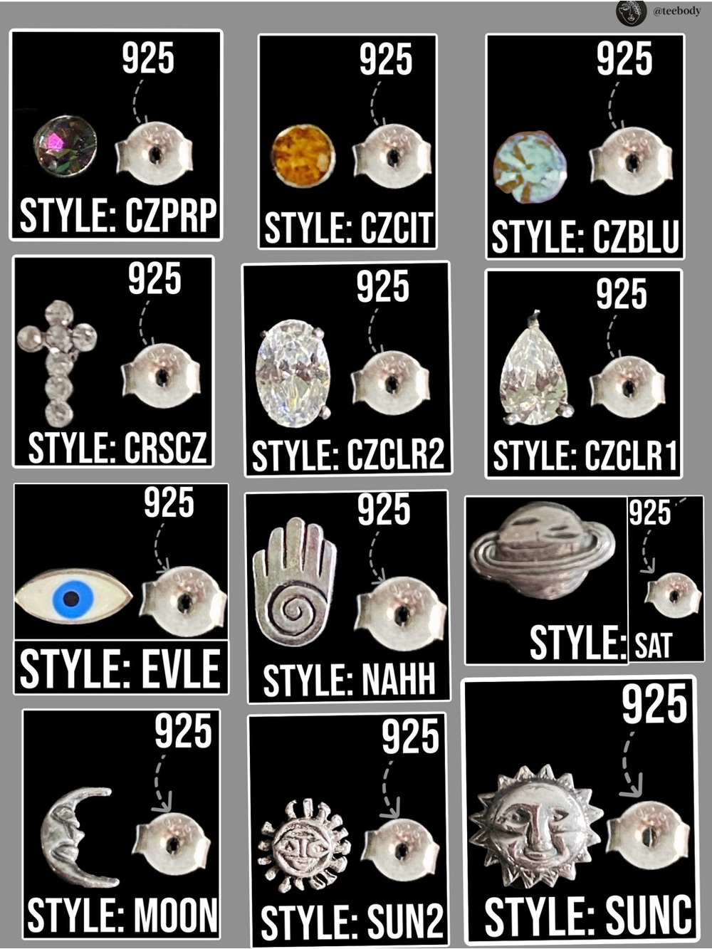 Vintage 925 Sterling Silver Mismatch Single Stud Earrings - Choose Your Style